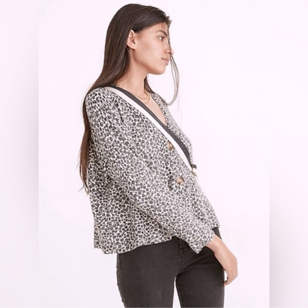 Madewell Women's Ditsy Cameron Ribbed Coziest Yarn Boxy Cardigan Sweater Size S
